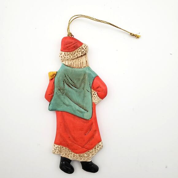 Vtg European Santa Holding Dog Christmas Hanging Ornament 9" Holiday - Picture 4 of 7
